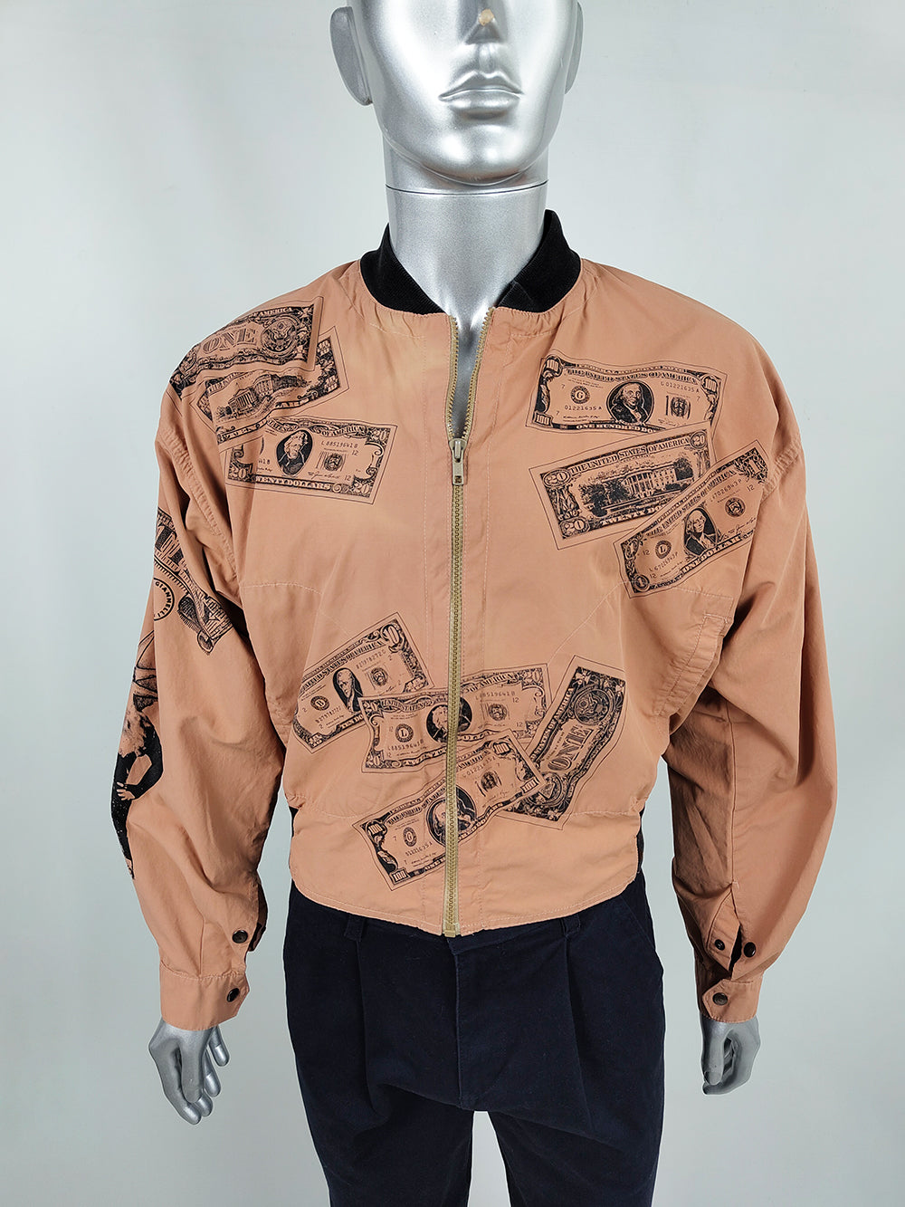 Calugi e Giannelli Vintage Men's Dollar Print Bomber Jacket