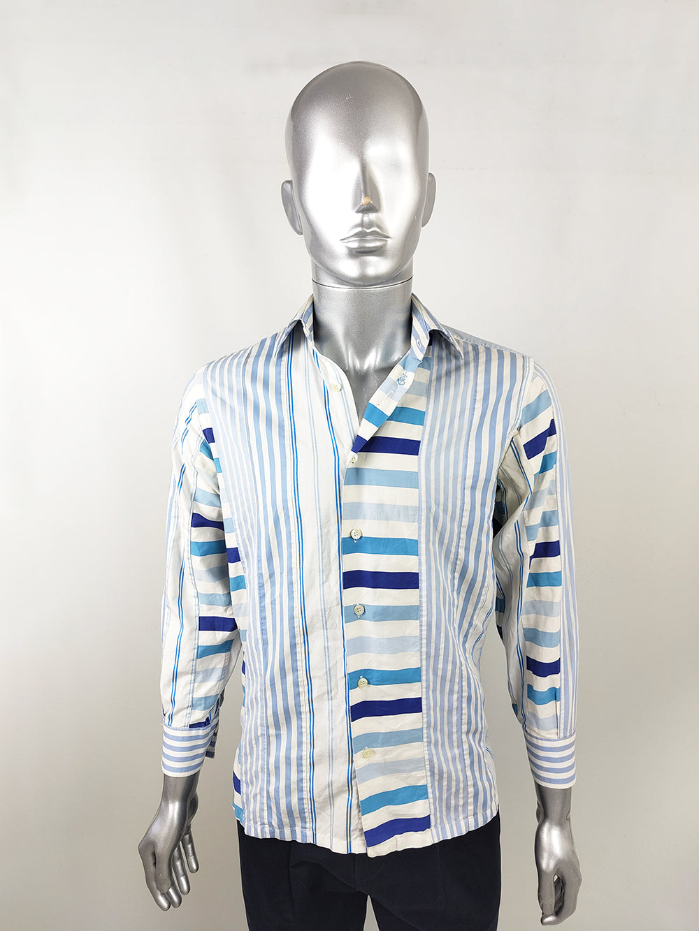 Christian Lacroix Vintage Mens Striped Cotton Long Sleeve Shirt