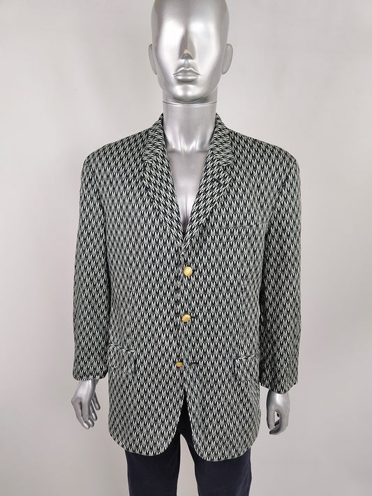 Moschino Vintage Mens All Over Logo Print Cotton Blazer Jacket, 1990s