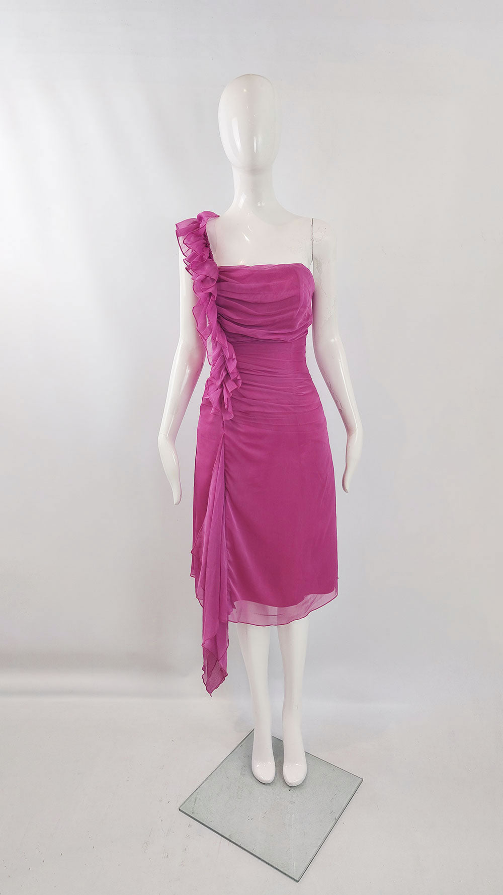 Charas Vintage y2k Fuchsia Pink Corset Back Dress, 2000s