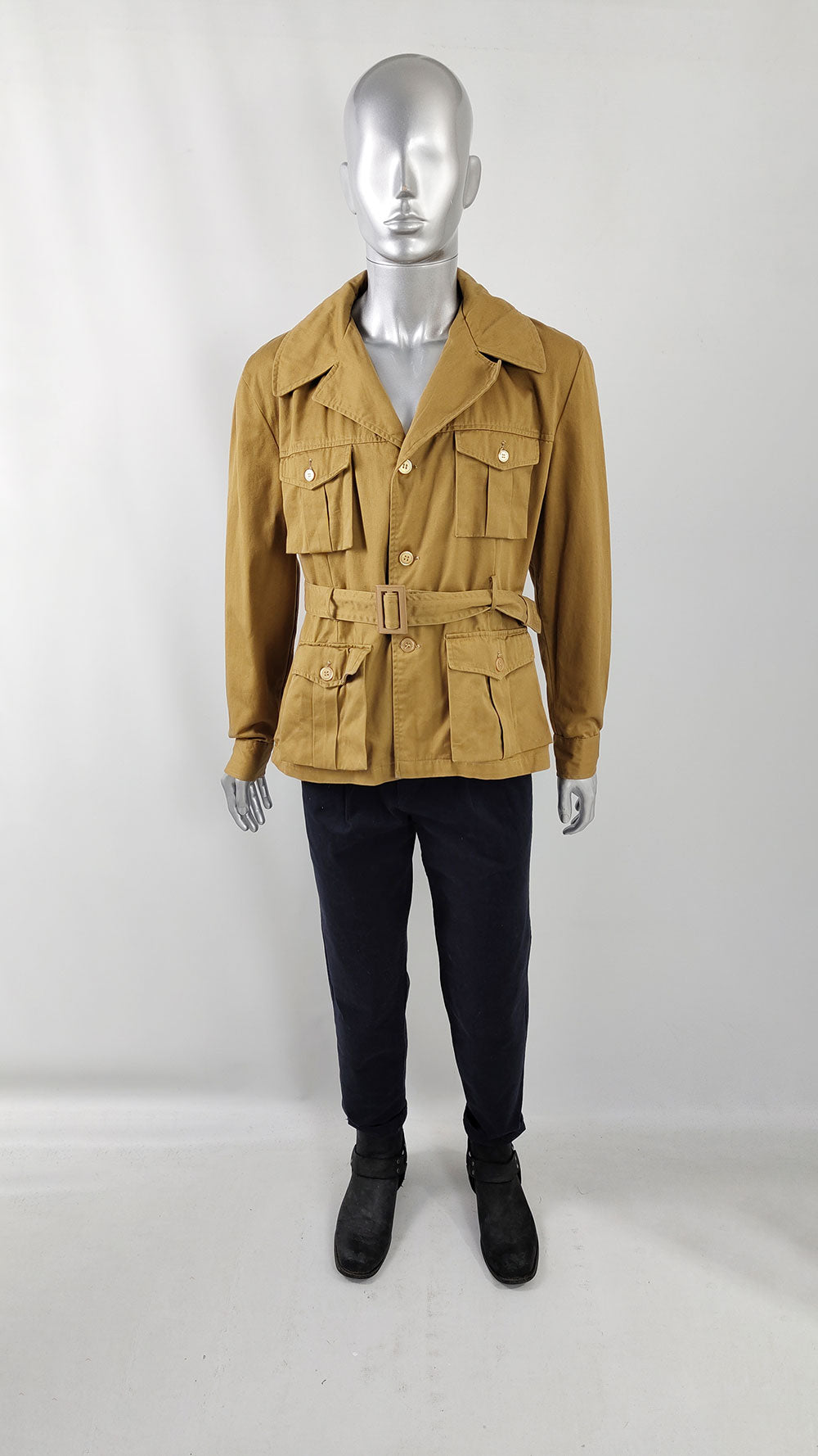 Naytex Mens Vintage Cotton Belted Norfolk Jacket, Late 1960s