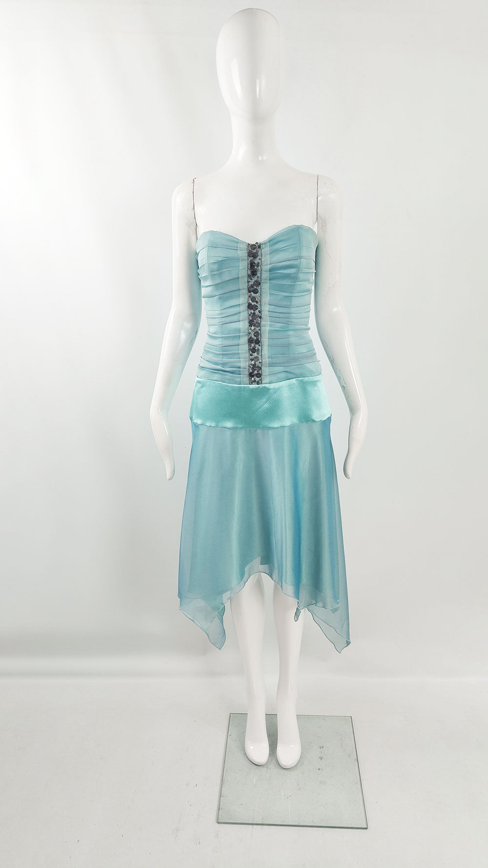 Charas Vintage y2k Ribbon Back Mint Blue Corset Fairy Dress, 2000s