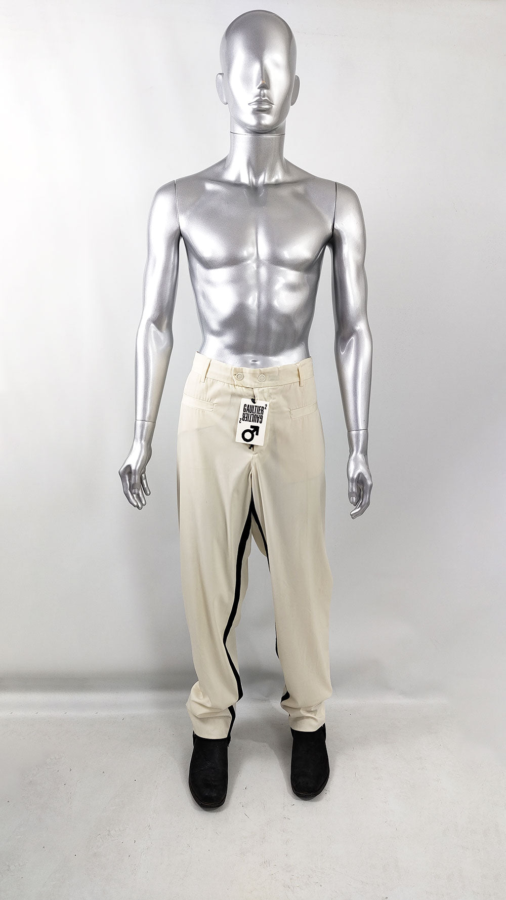 Jean Paul Gaultier Vintage Mens Cream Extra Long Leg Trousers