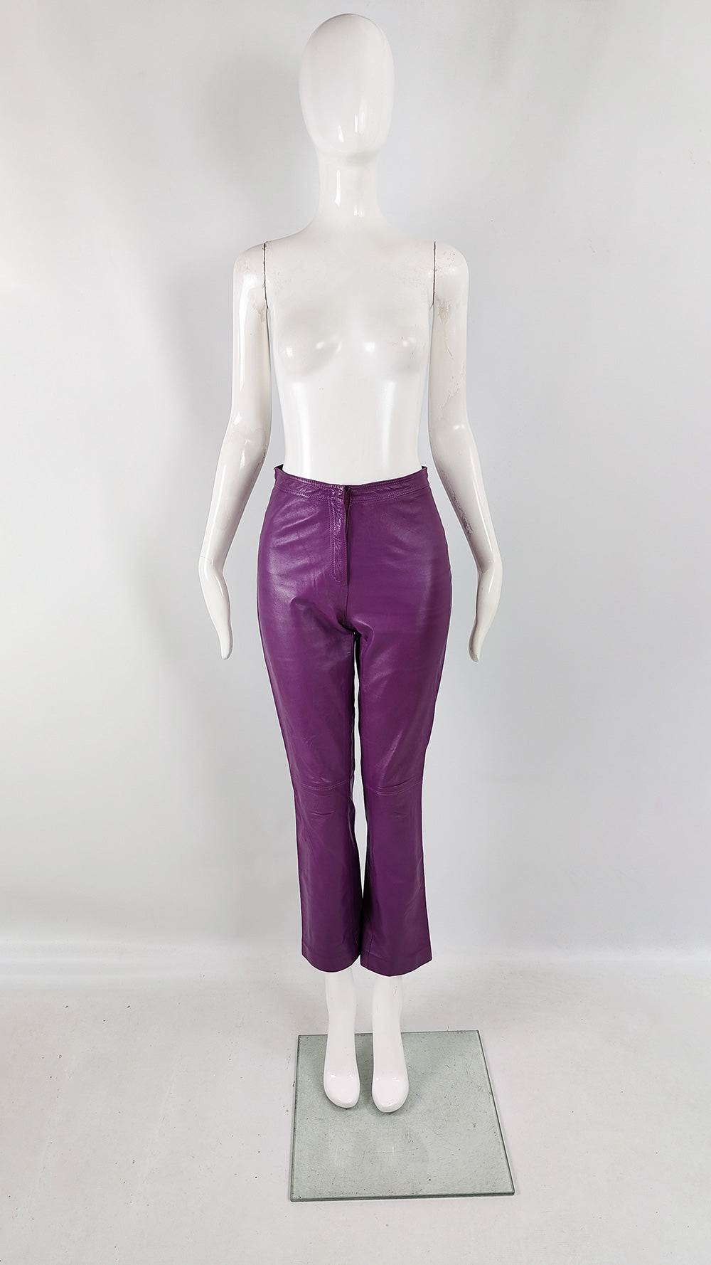 Gianni Versace Versus Vintage Purple Leather Bootcut Pants, 1990s