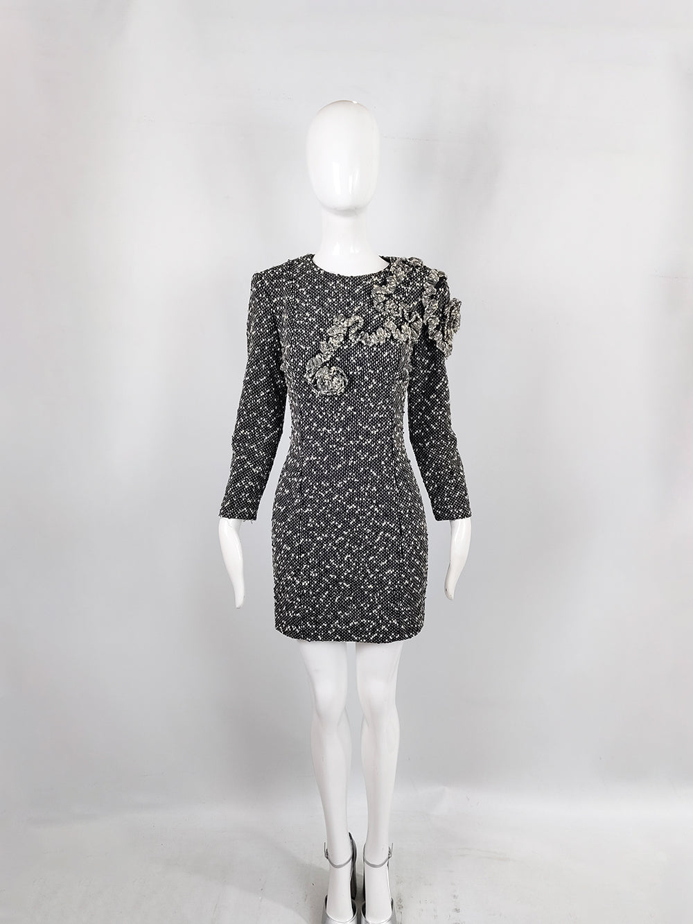 Alberta Ferretti Vintage Sculptural Bouclé Mini Dress, 1980s