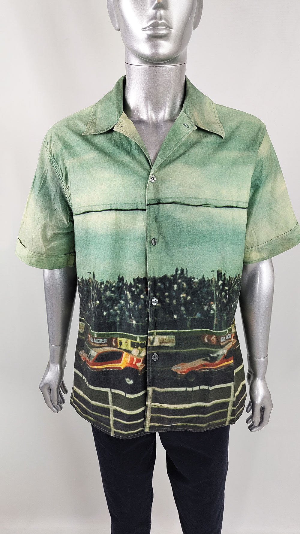 Paul Smith Vintage Mens Stock Car Race Photo Print Shirt