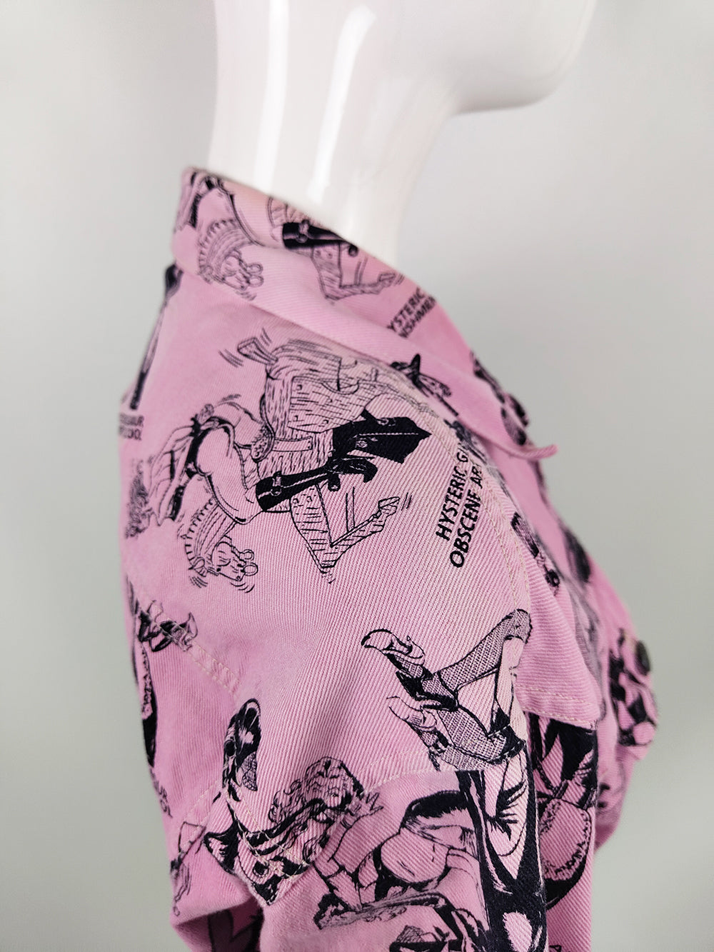 Hysteric Glamour Vintage Pink Denim Bondage Print Women's Denim Jacket