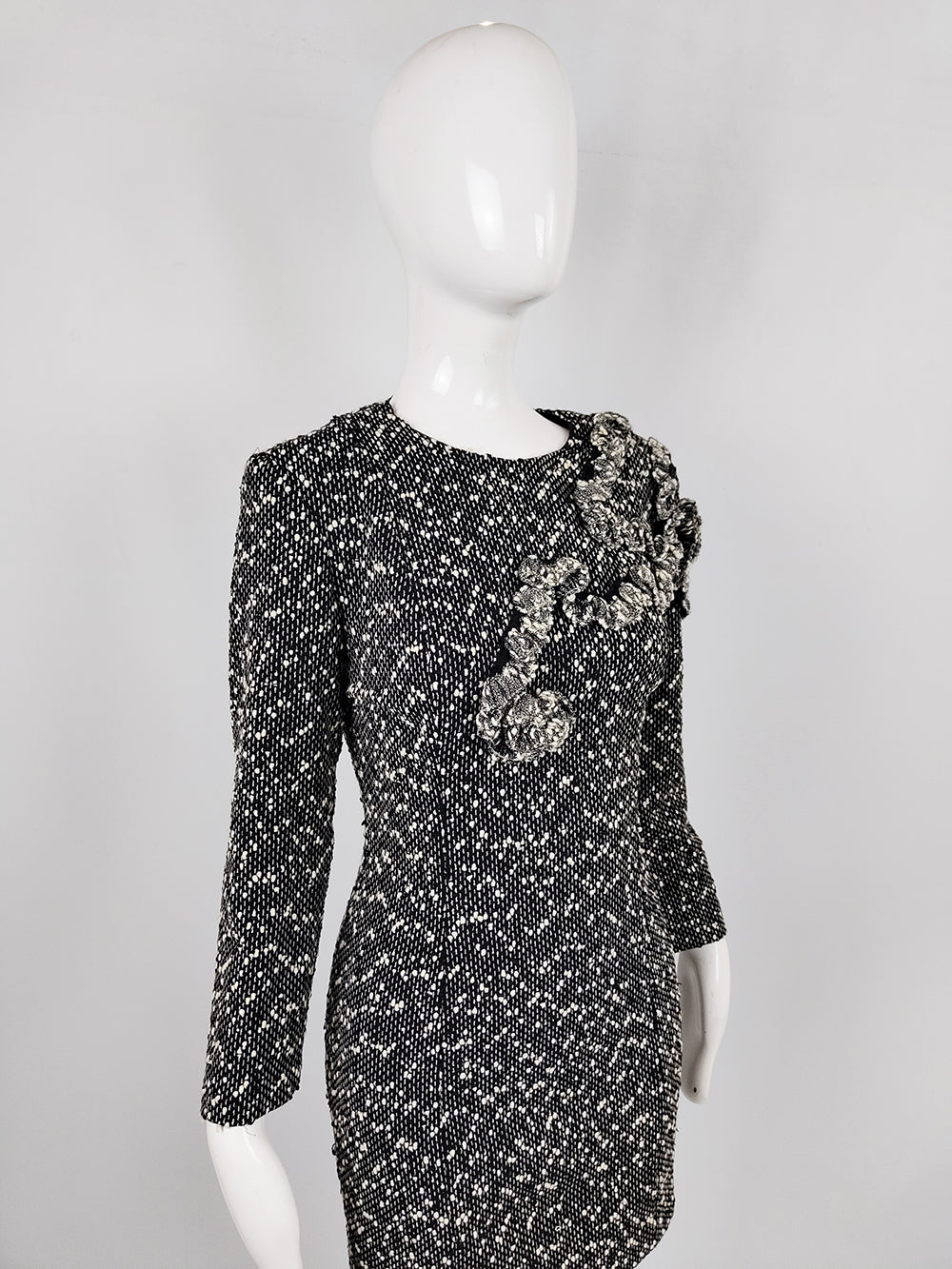 Alberta Ferretti Vintage Sculptural Bouclé Mini Dress, 1980s
