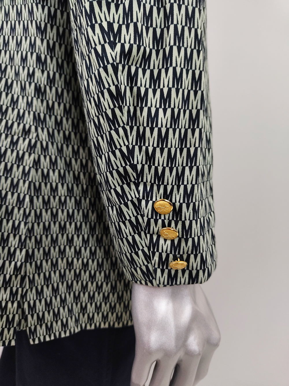 Moschino Vintage Mens All Over Logo Print Cotton Blazer Jacket, 1990s