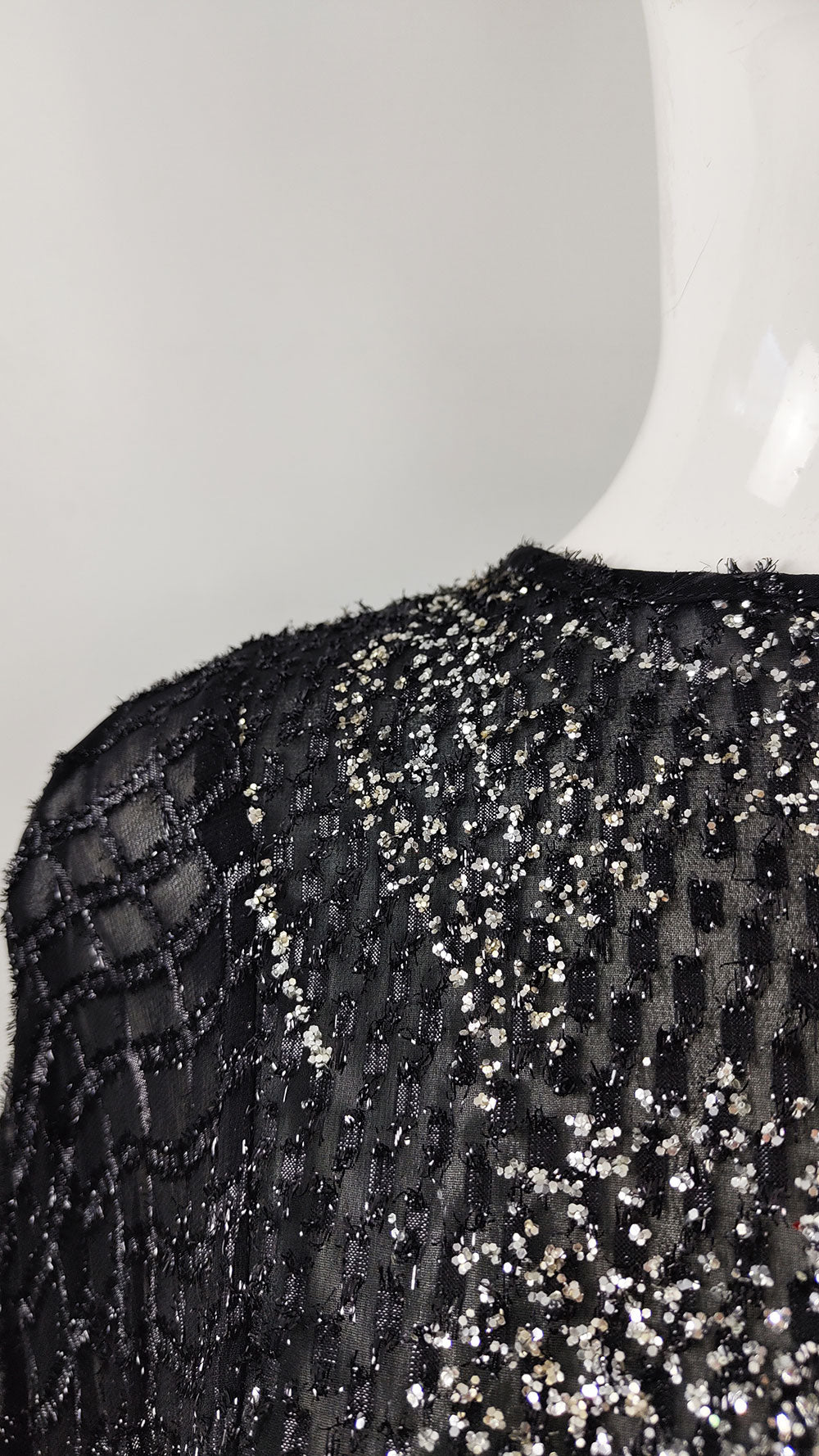 Trudie McCarthy Vintage Sheer Black Batwing Blouse, 1980s