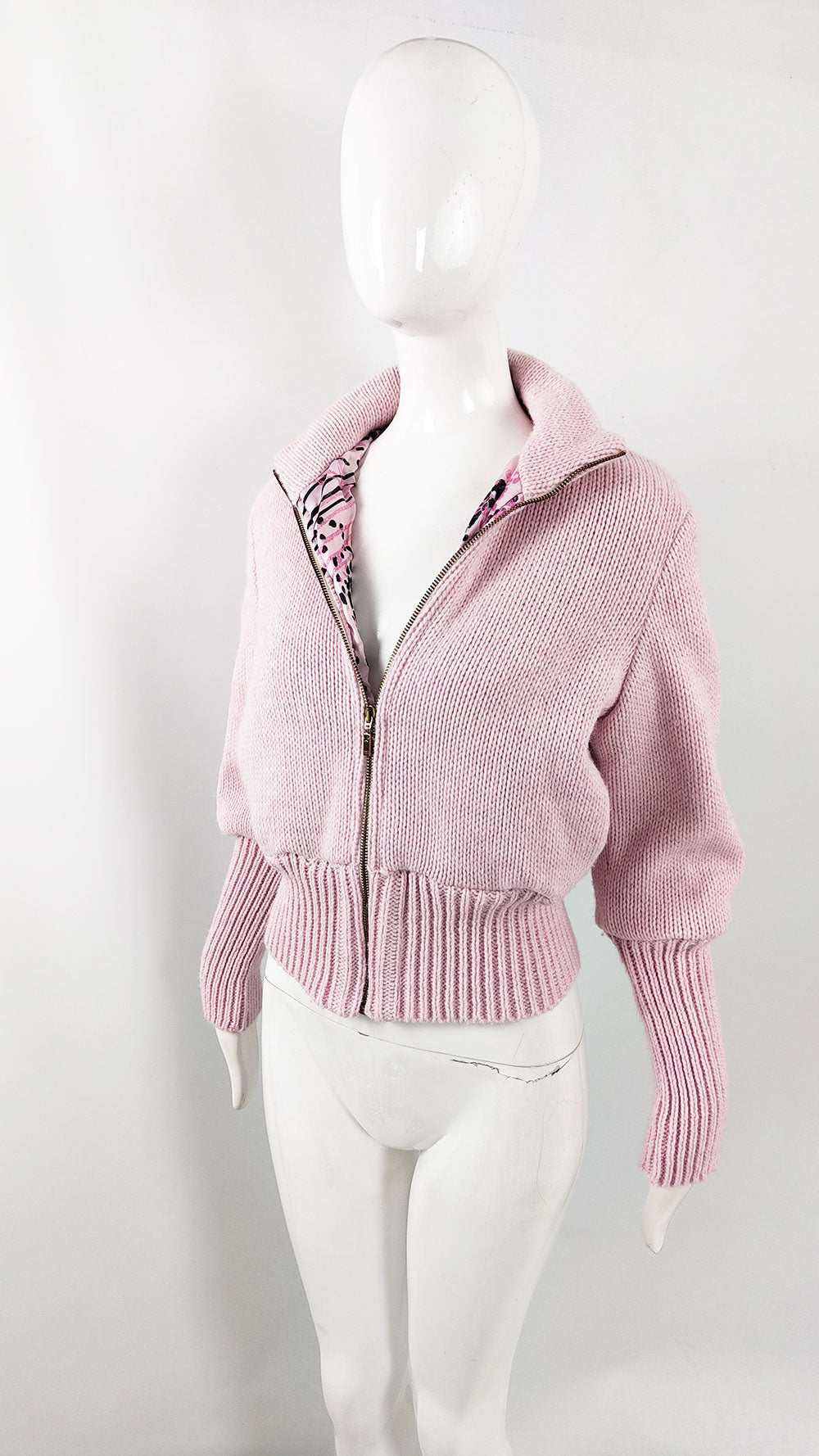 Emanuel Ungaro Vintage Y2k Pastel Pink Knit Jacket