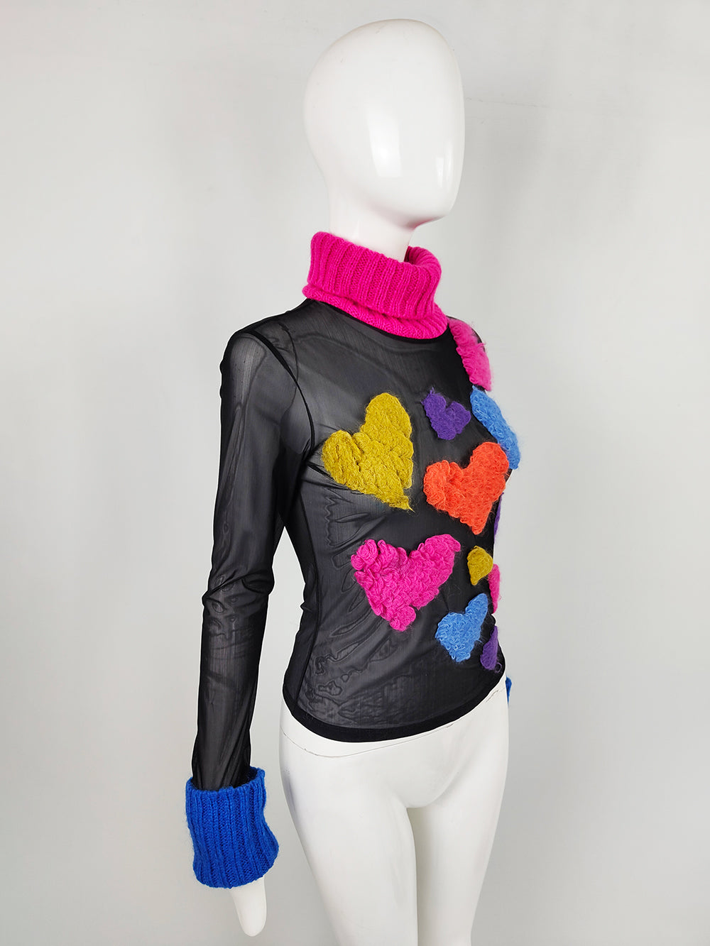 Gai Mattiolo Vintage Sheer Mesh Y2k Love Heart Top, 2000s