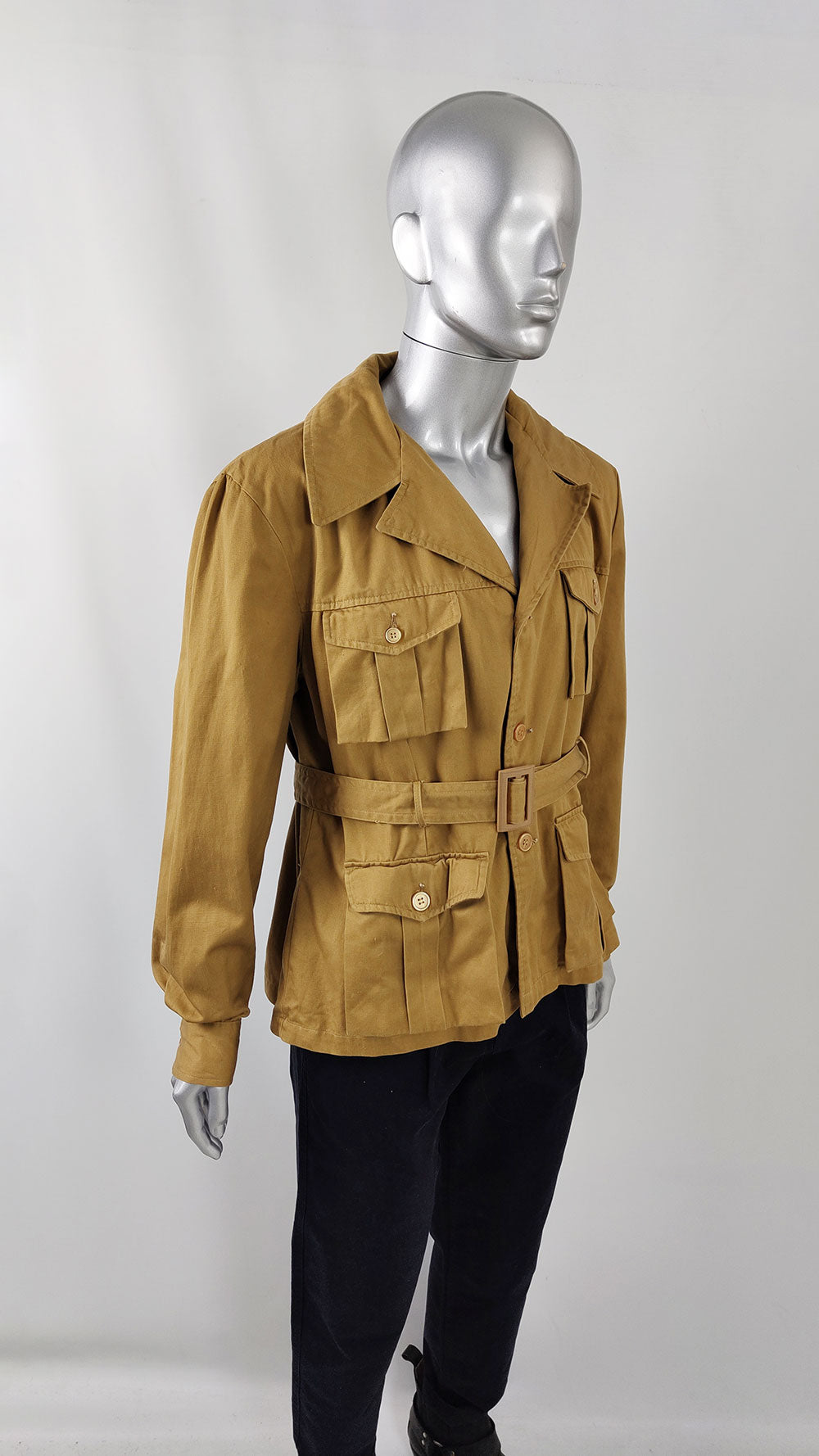 Naytex Mens Vintage Cotton Belted Norfolk Jacket, Late 1960s