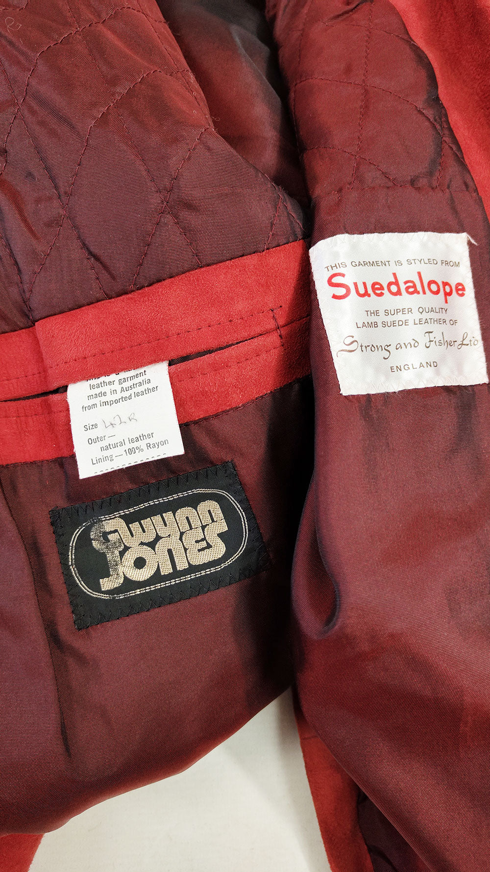 Vintage Mens Red Lambskin Suede Blazer Jacket, 1970s