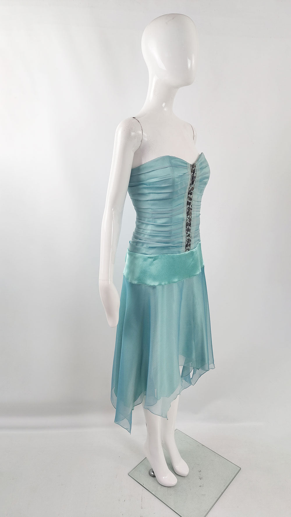 Charas Vintage y2k Ribbon Back Mint Blue Corset Fairy Dress, 2000s