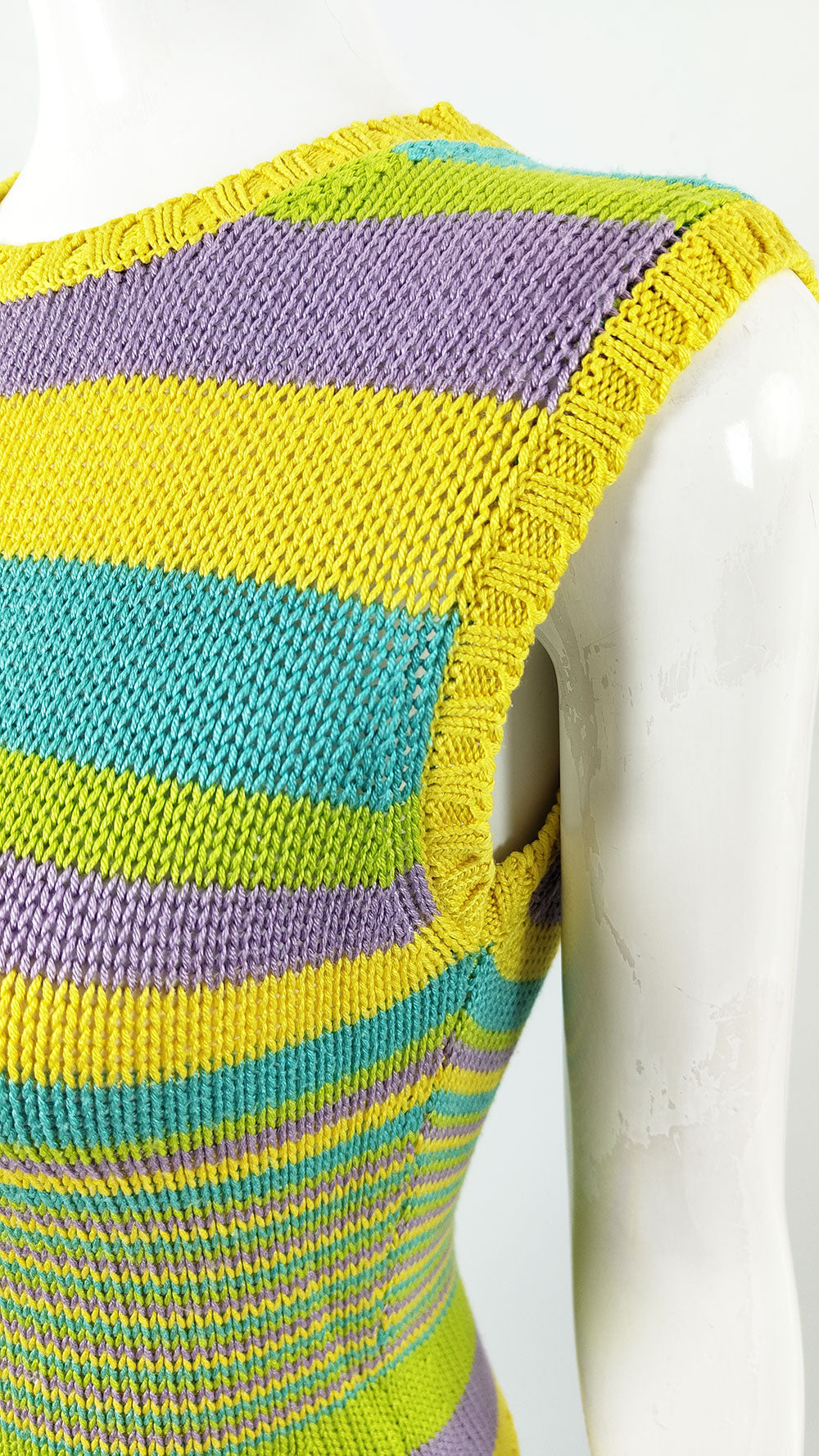 Ronit Zilkha Vintage Silk Knit Striped Sweater Vest