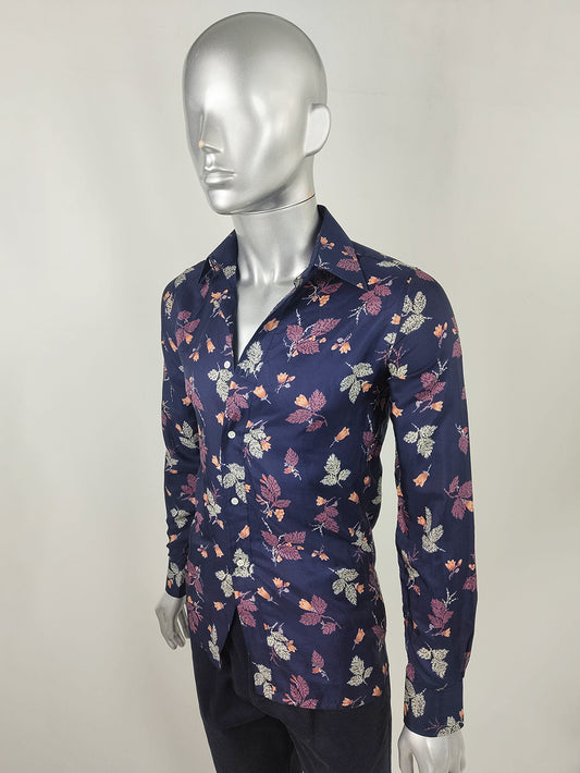Paco Rabanne Vintage Mens Floral Long Sleeve Shirt, 1970s