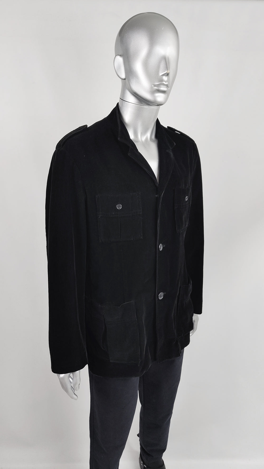 Joseph Vintage Mens Black Corduroy Nehru Collar Jacket