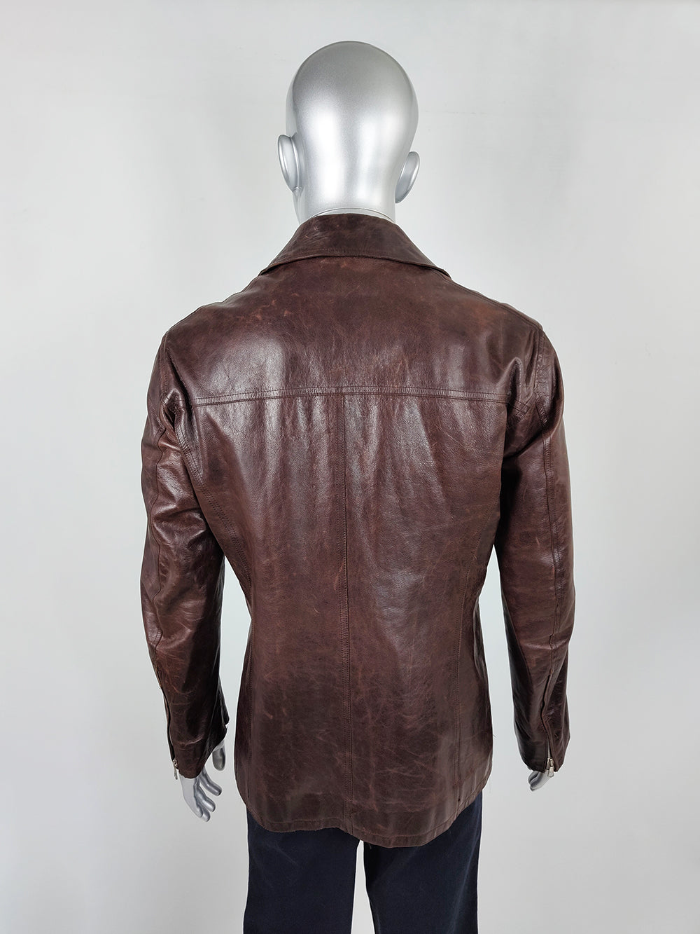 Costume National Men's Brown Mottled Leather Biker Jacket, Fall 2003