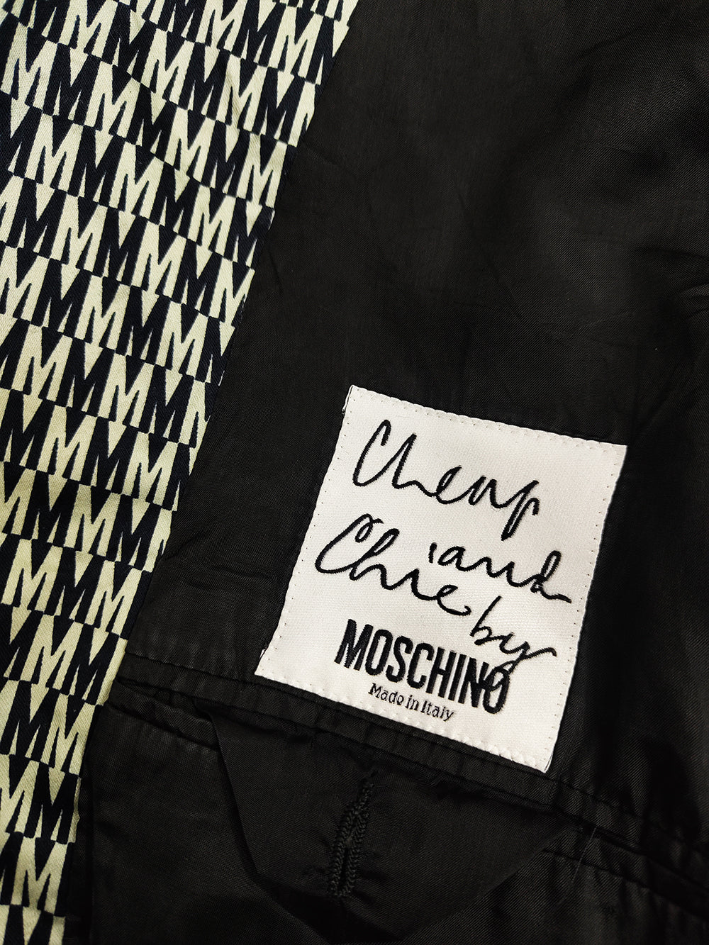 Moschino Vintage Mens All Over Logo Print Cotton Blazer Jacket, 1990s