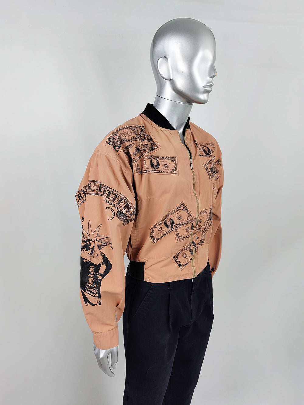 Calugi e Giannelli Vintage Men's Dollar Print Bomber Jacket