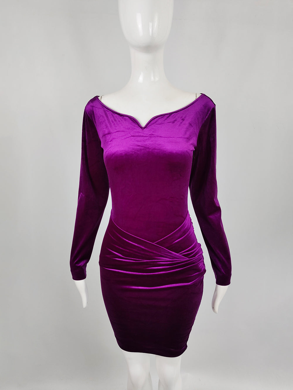 La Perla Bodycon Magenta Velour Party Dress