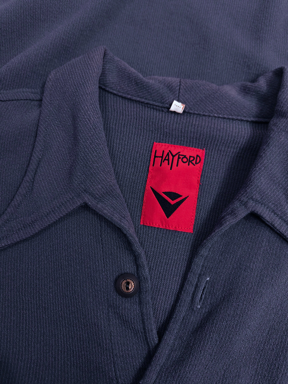 Joe Casely-Hayford Vintage Mens Greyish Navy Blue Knit Polo Top, 1990s