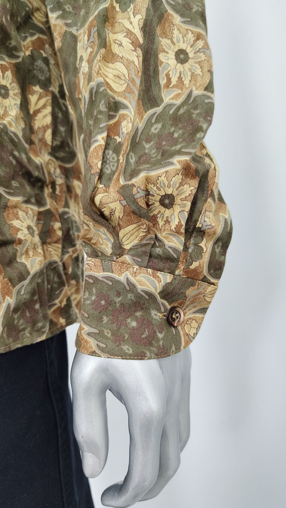 Byblos Vintage Mens Brown & Green Flowy Paisley Shirt, 1980s