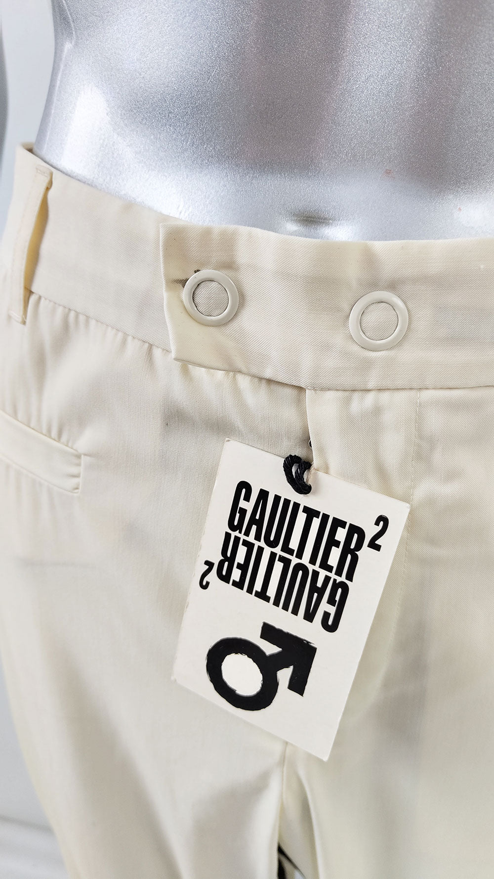 Jean Paul Gaultier Vintage Mens Cream Extra Long Leg Trousers