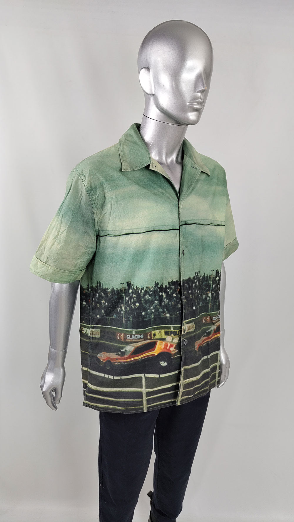 Paul Smith Vintage Mens Stock Car Race Photo Print Shirt