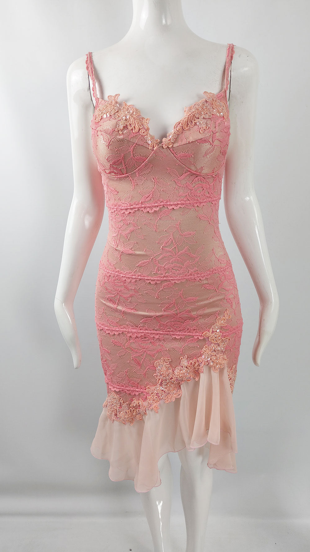 Catwalk Collection Pink & Nude Lace Chiffon y2k Party Dress