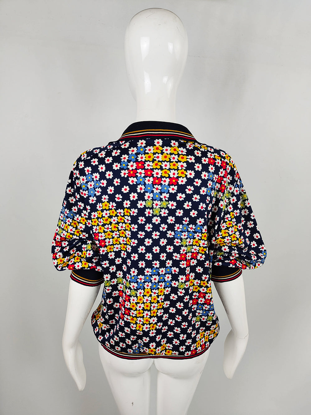Liola Vintage Italian Women's Daisy Print Blouson Top, 1980s