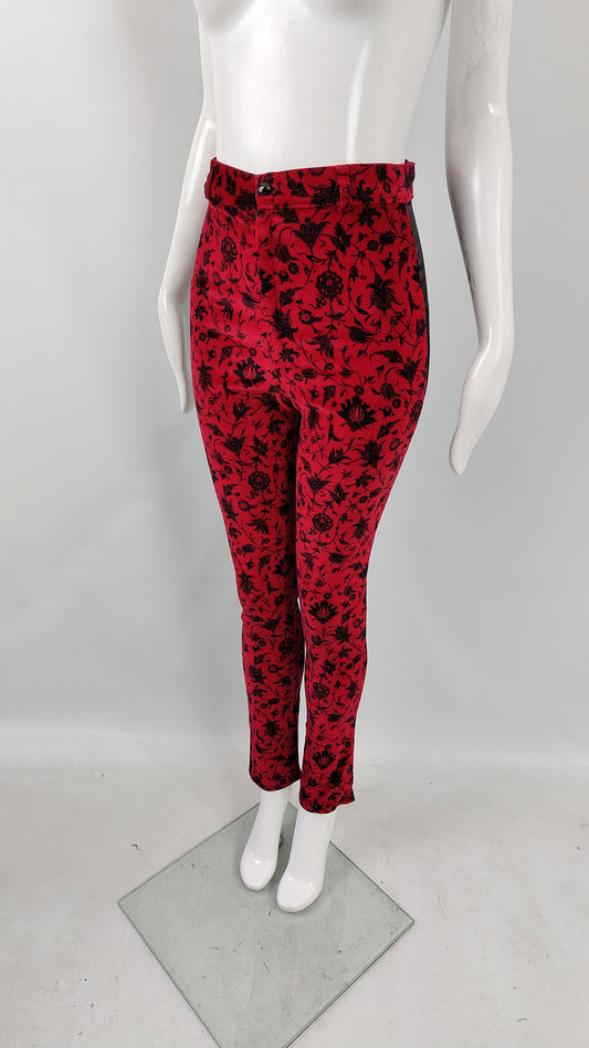 A cute pair of red vintage velvet pants by Helen Storey, from the 1980s