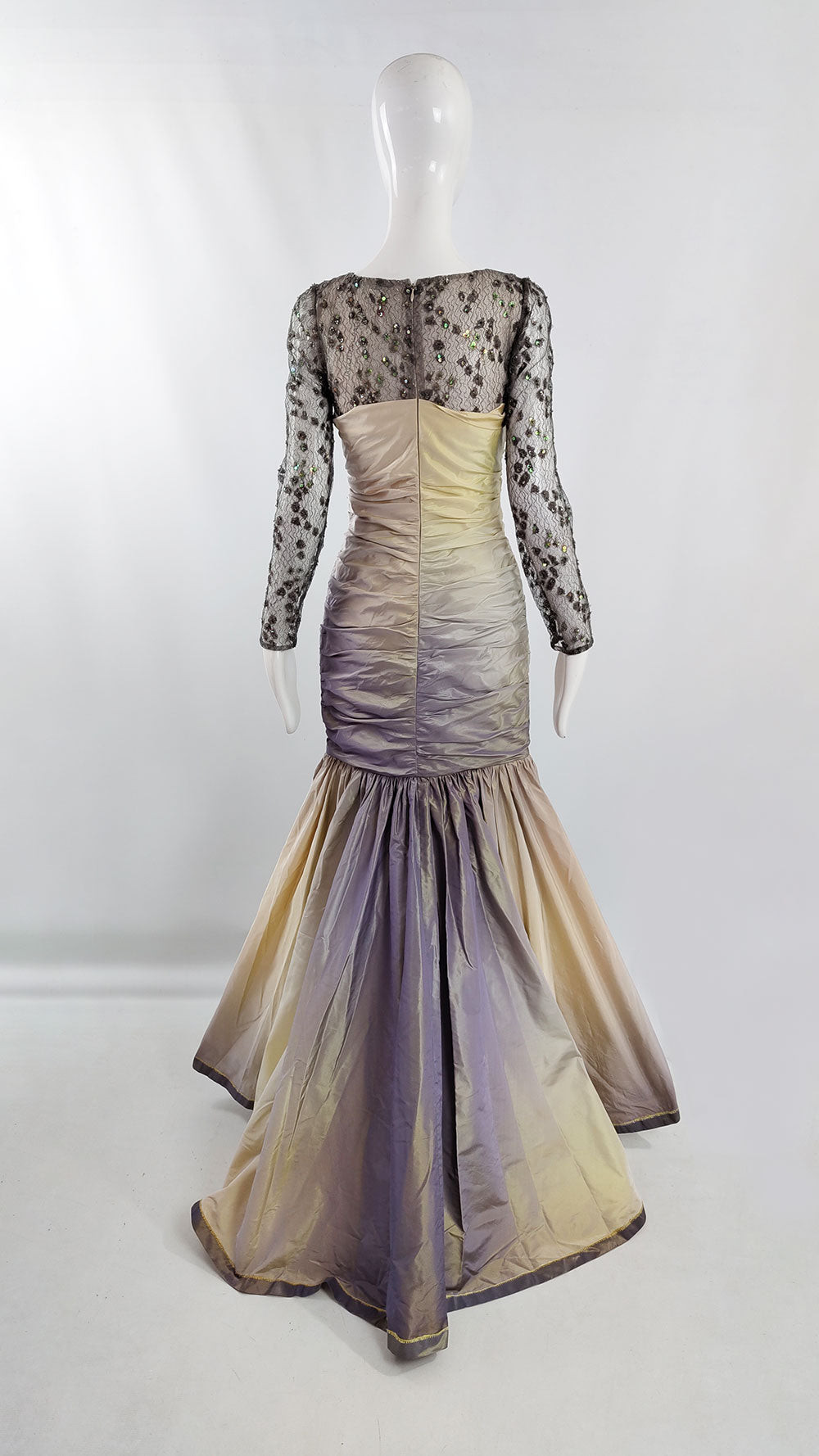 Jacques Azagury Vintage Silk Taffeta & Lace floor Length Ball Gown