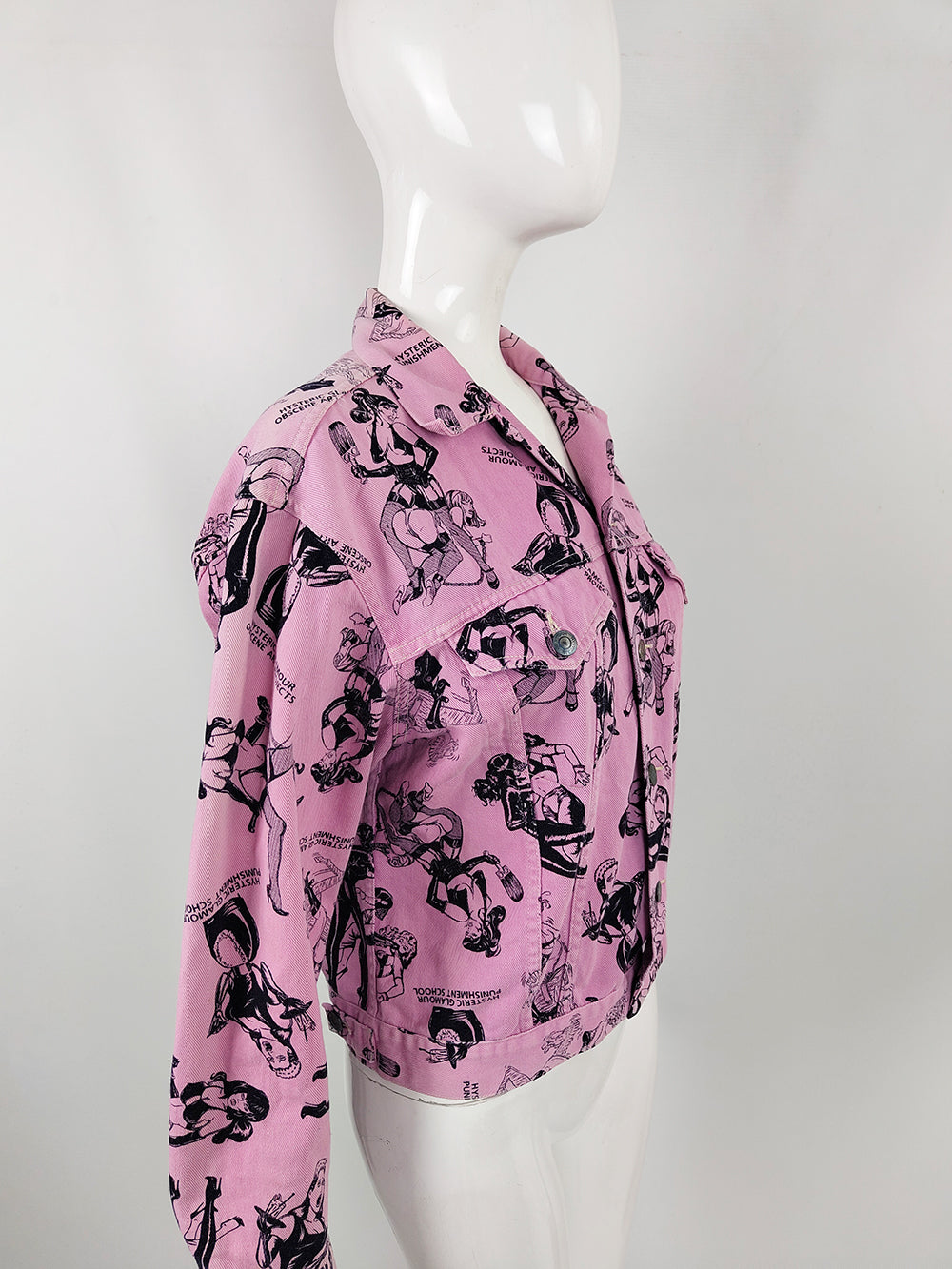 Hysteric Glamour Vintage Pink Denim Bondage Print Women's Denim Jacket
