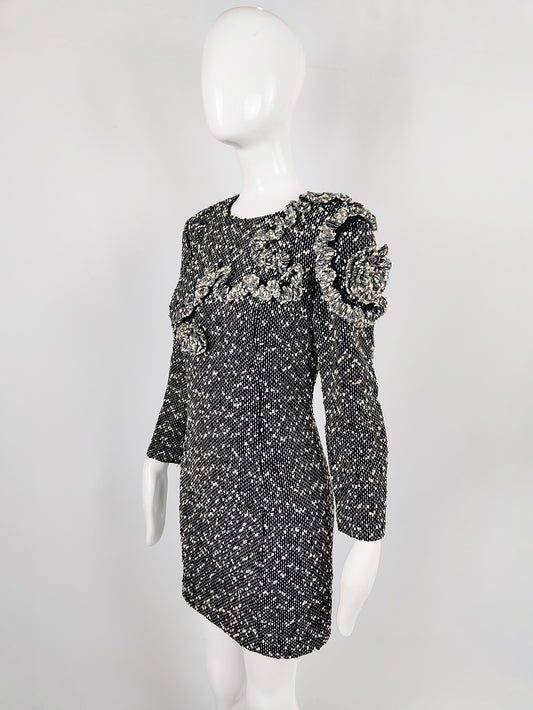 Alberta Ferretti Vintage Sculptural Bouclé Mini Dress, 1980s