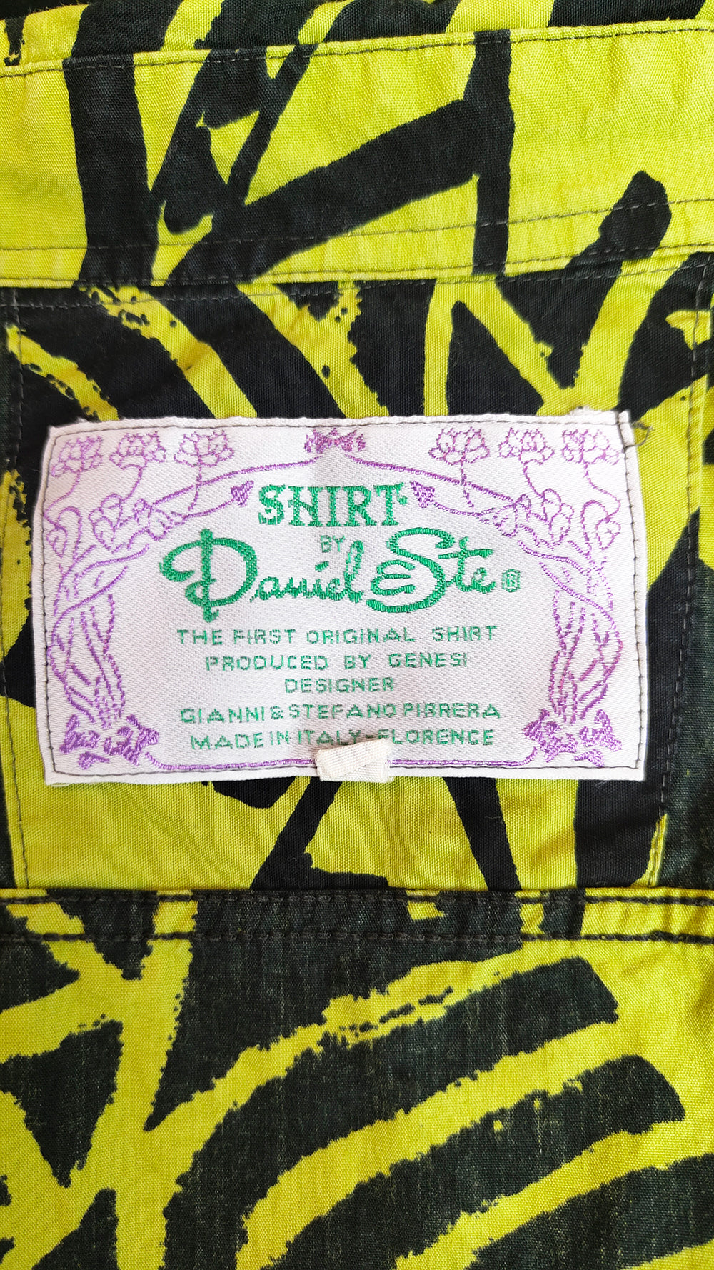 Vintage Daniel & Ste of Florence Mens Lime Green and Black Shirt, 1980s