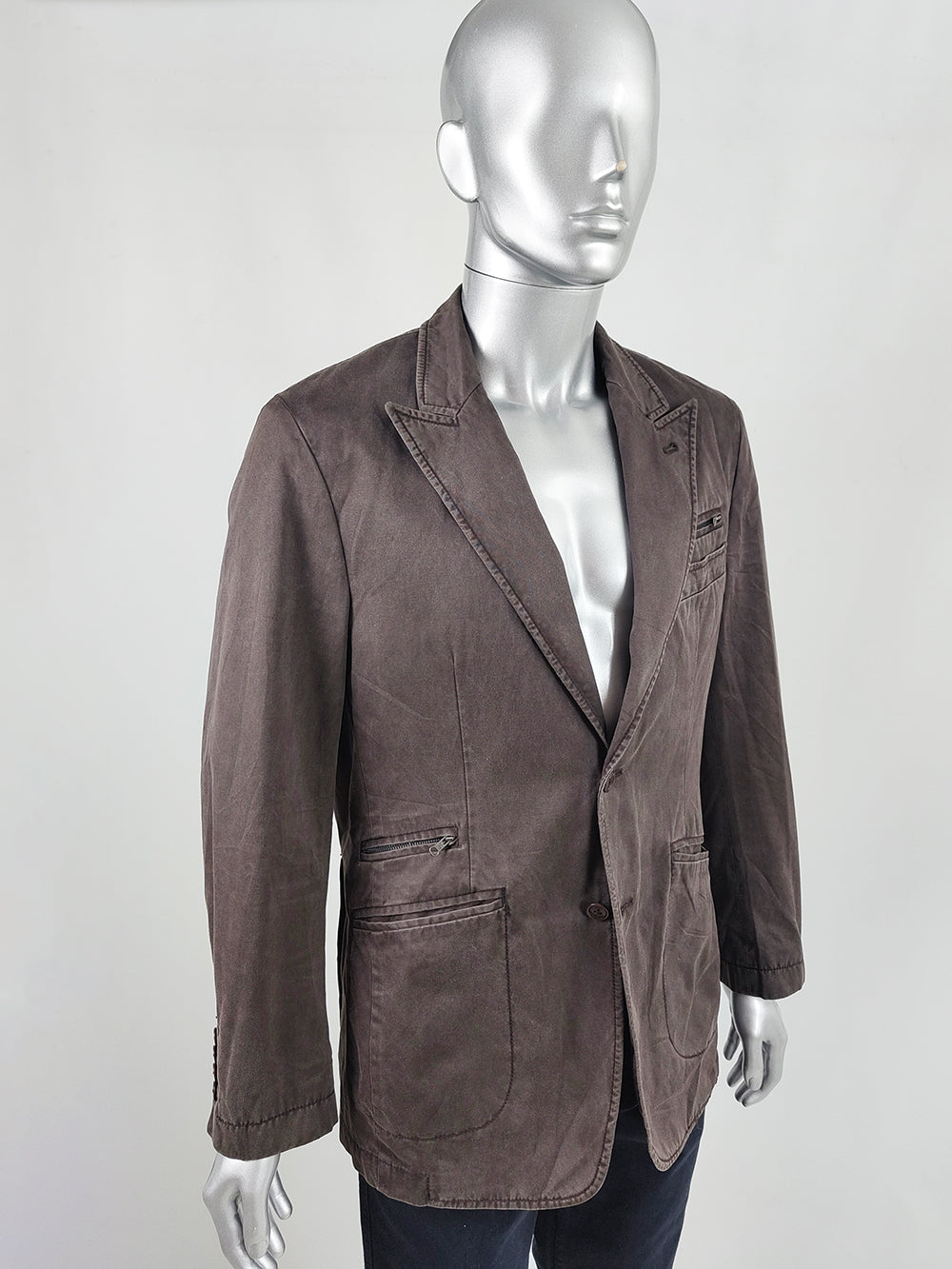 Fay Vintage Mens Brown Italian Cotton Tailored Blazer Jacket