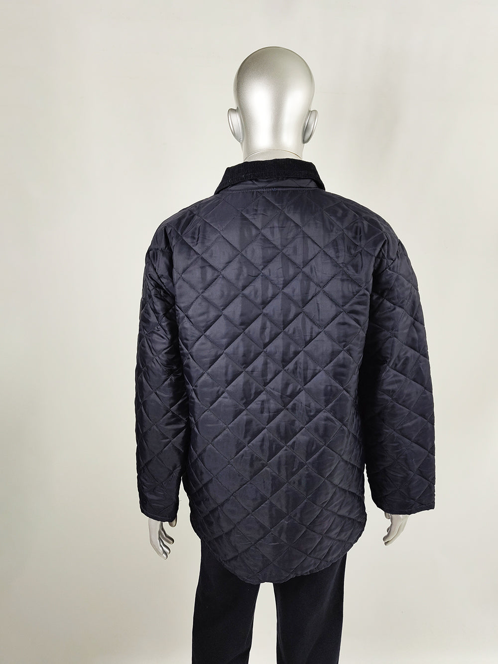 Vintage Mens Italian Tom & Jerry Navy Blue Quilted Coat, 1990s