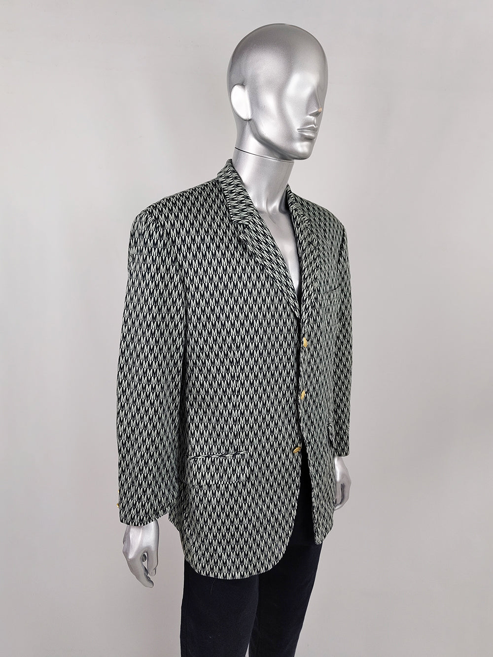 Moschino Vintage Mens All Over Logo Print Cotton Blazer Jacket, 1990s
