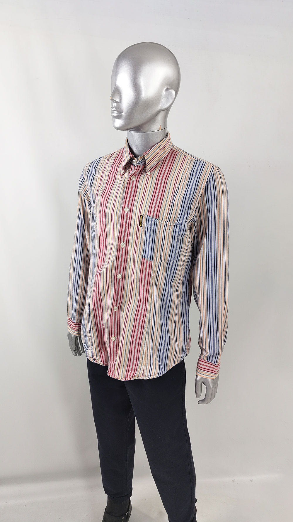 Armani Jeans Vintage Mens Indian Madras Cotton Shirt, 1990s