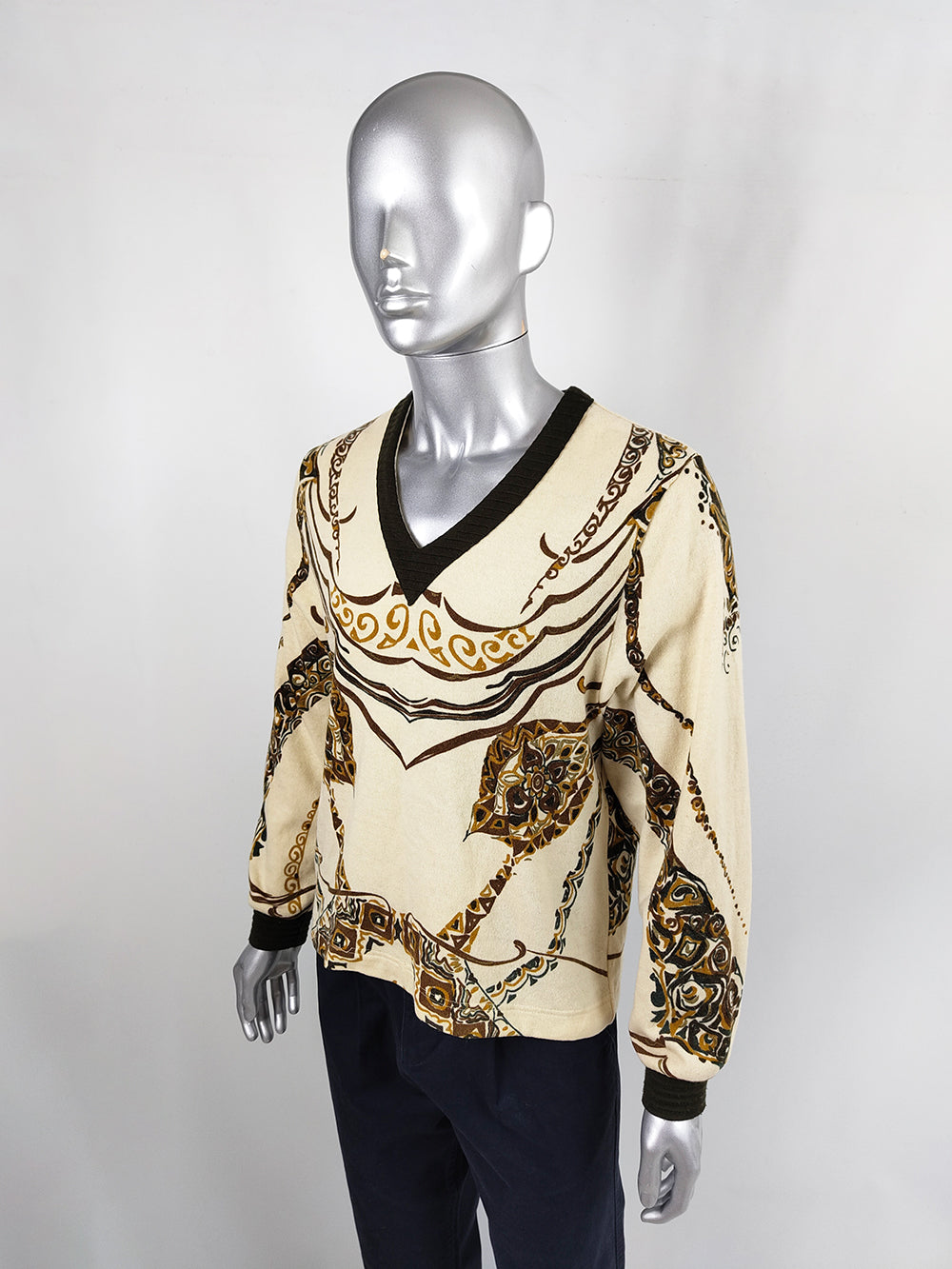 Pierre Cardin Rare Vintage Men's V Neck Sweater, 1970s