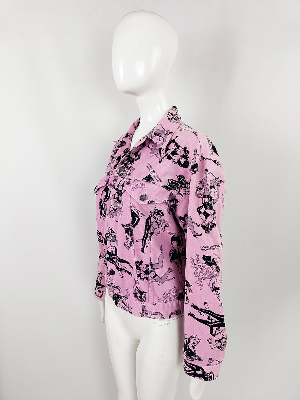 Hysteric Glamour Vintage Pink Denim Bondage Print Women's Denim Jacket