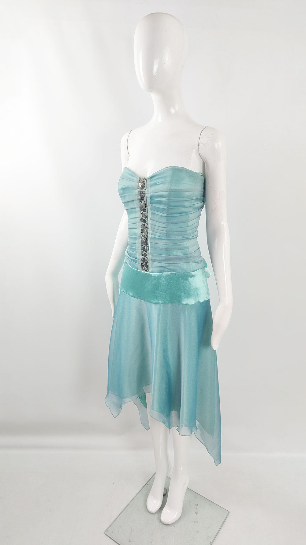 Charas Vintage y2k Ribbon Back Mint Blue Corset Fairy Dress, 2000s