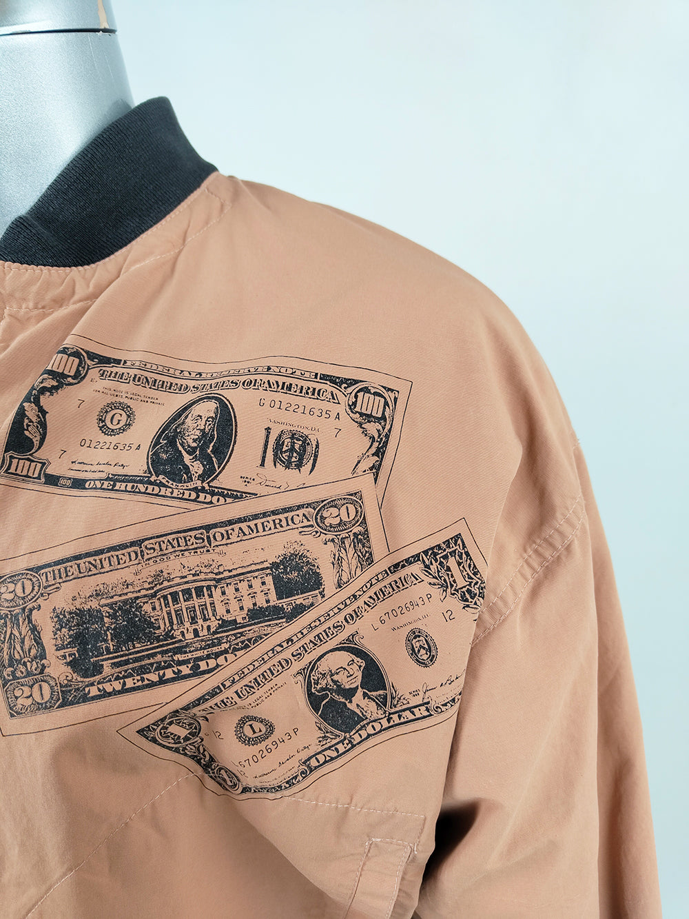 Calugi e Giannelli Vintage Men's Dollar Print Bomber Jacket