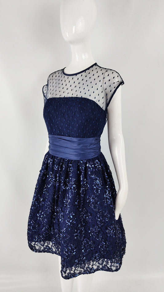Morton Myles Vintage Blue Tulle Evening Dress, 1980s