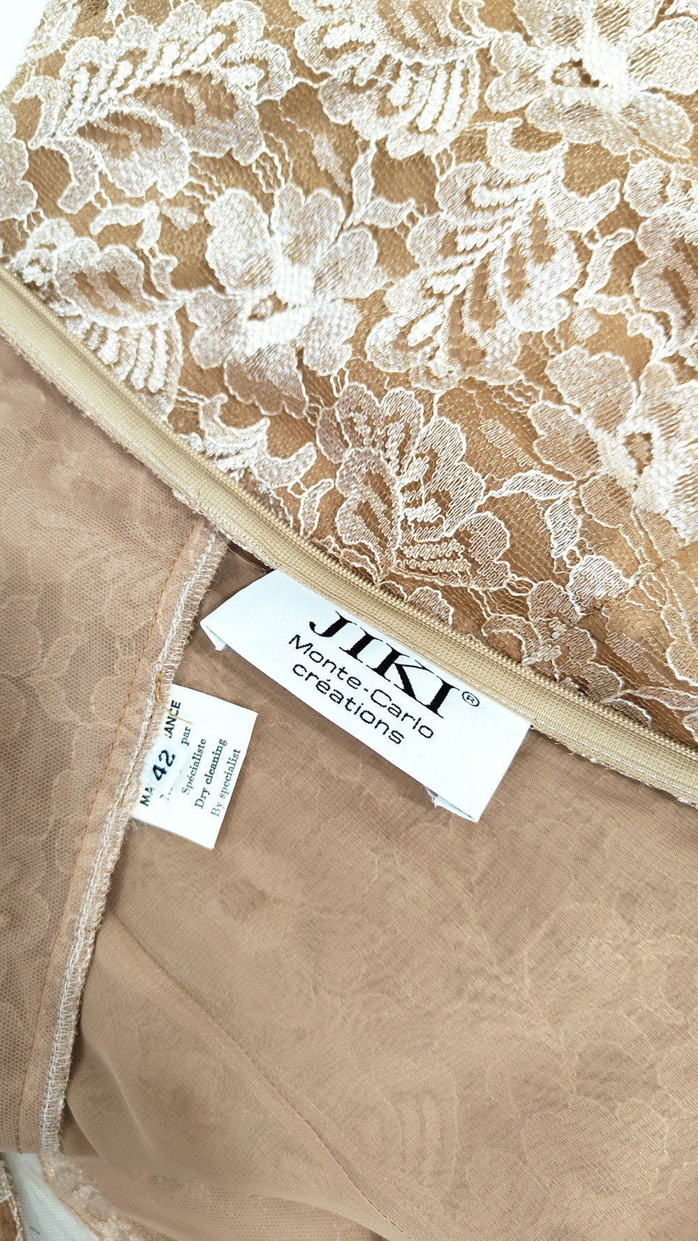 Jiki of Monte Carlo Vintage Sexy Tan Lace Dress & Shrug Ensemble