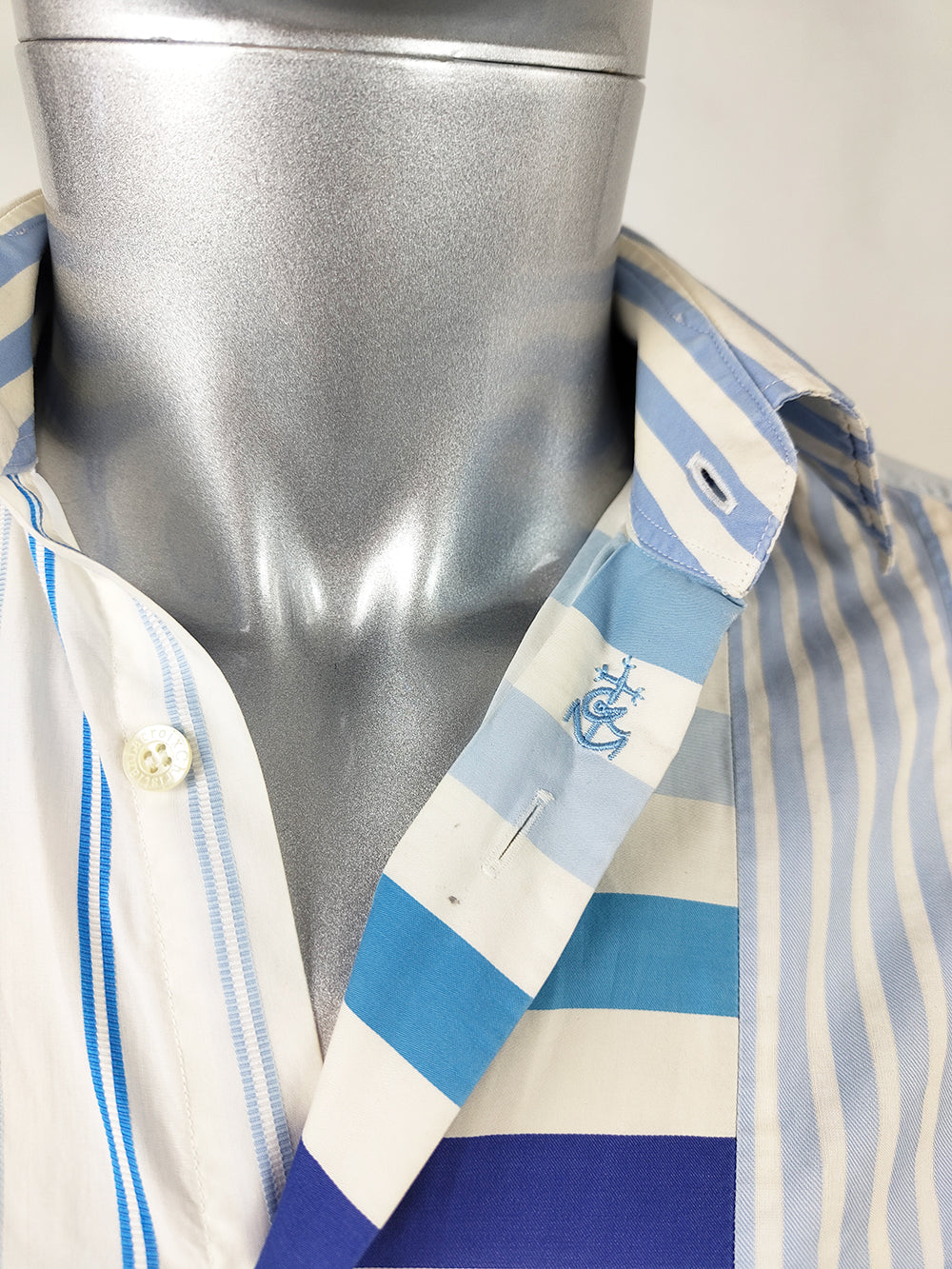 Christian Lacroix Vintage Mens Striped Cotton Long Sleeve Shirt