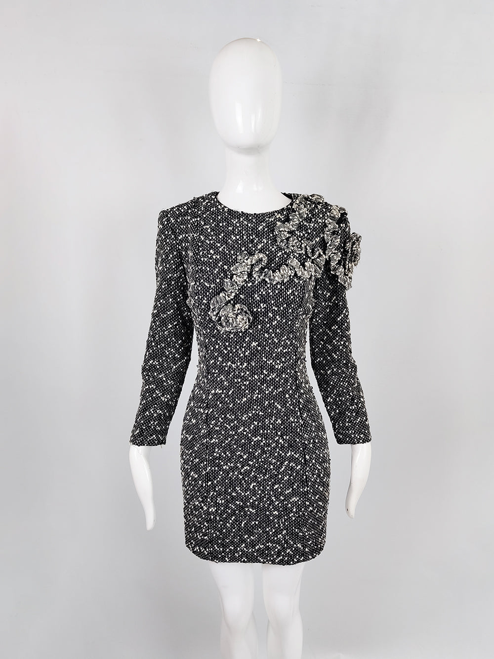 Alberta Ferretti Vintage Sculptural Bouclé Mini Dress, 1980s