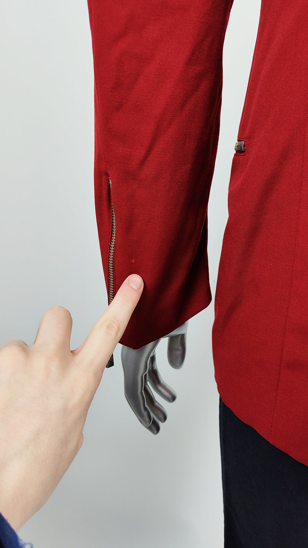 Claude Montana Vintage Mens Red Wool & Leather Jacket, 1980s